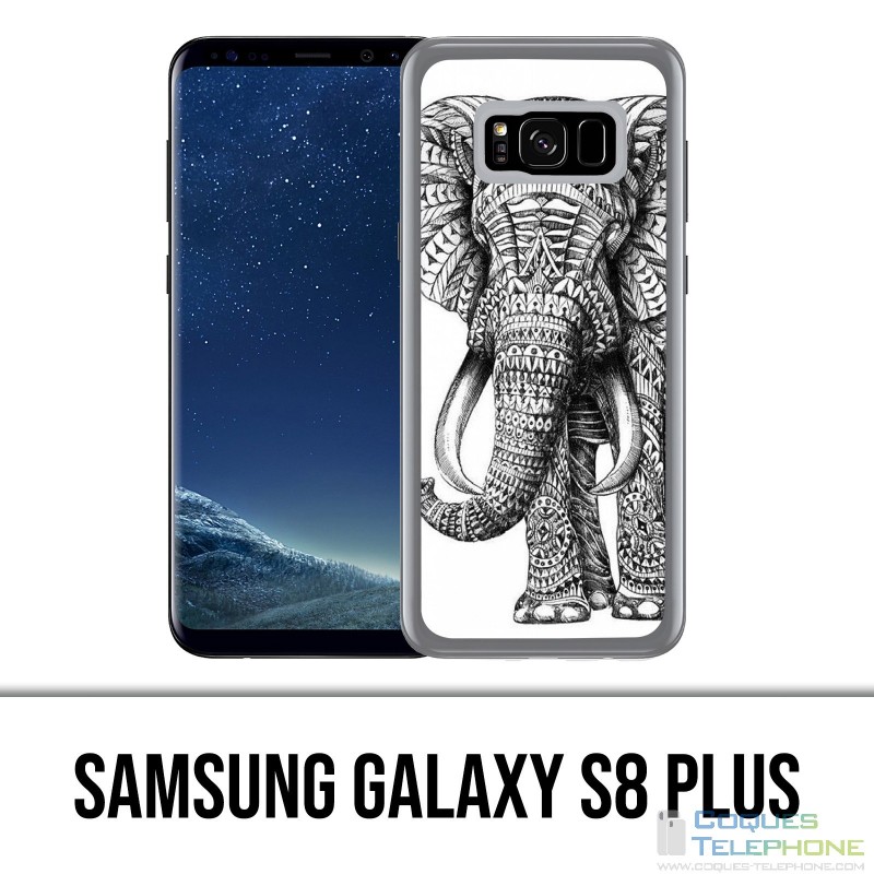 Coque Samsung Galaxy S8 PLUS - Eléphant Aztèque Noir Et Blanc