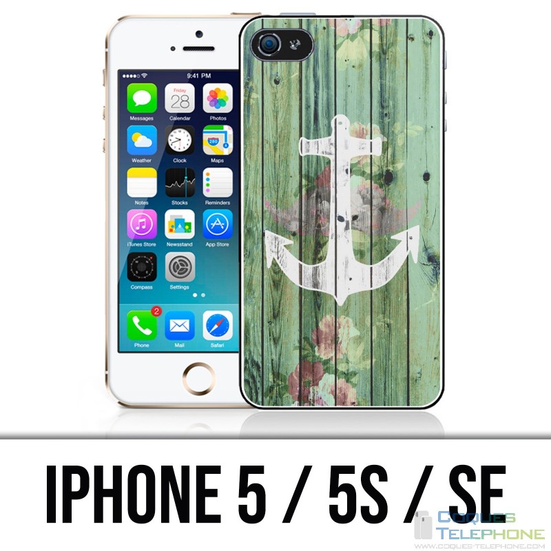 IPhone 5 / 5S / SE Hülle - Marine Wood Anchor