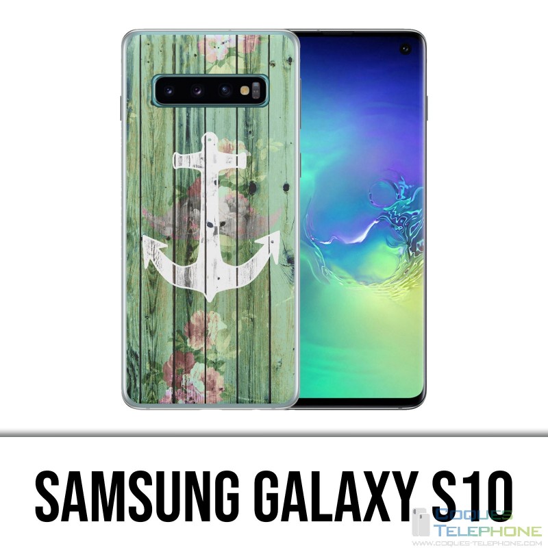 Funda Samsung Galaxy S10 - Ancla marina de madera