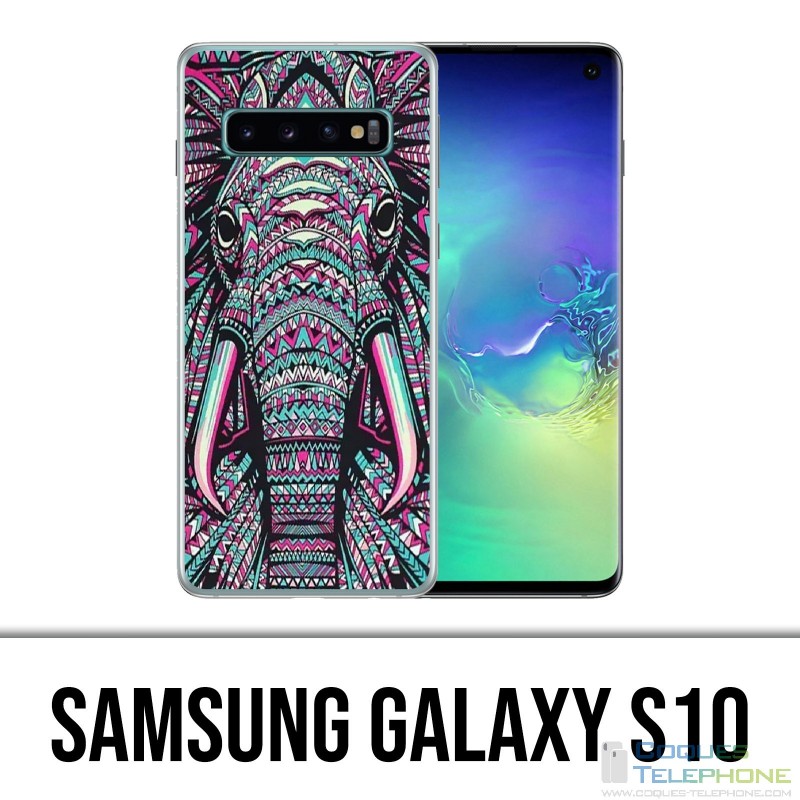 Coque Samsung Galaxy S10 - Eléphant Aztèque Coloré