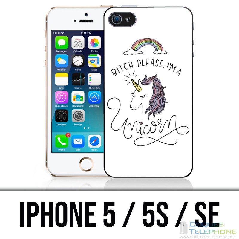 Coque iPhone 5 / 5S / SE - Bitch Please Unicorn Licorne