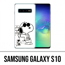 Coque Samsung Galaxy S10 - Snoopy Noir Blanc