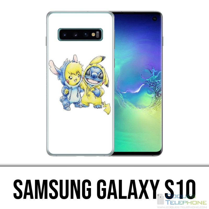 Coque Samsung Galaxy S10 - Stitch Pikachu Bébé