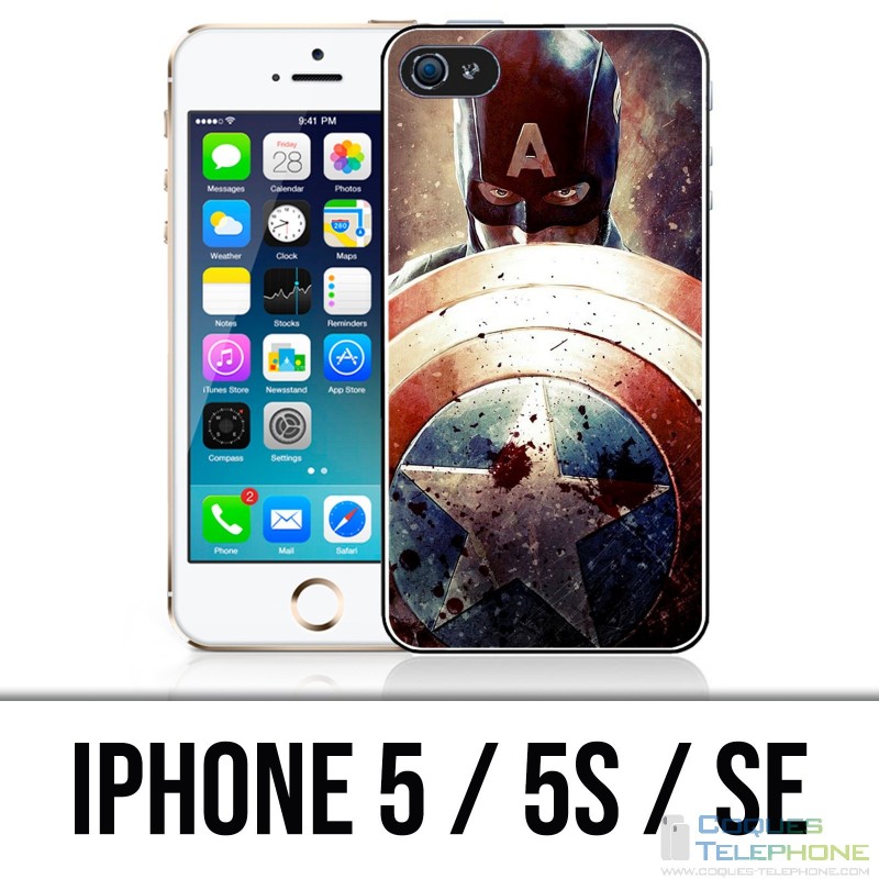 Coque iPhone 5 / 5S / SE - Captain America Grunge Avengers