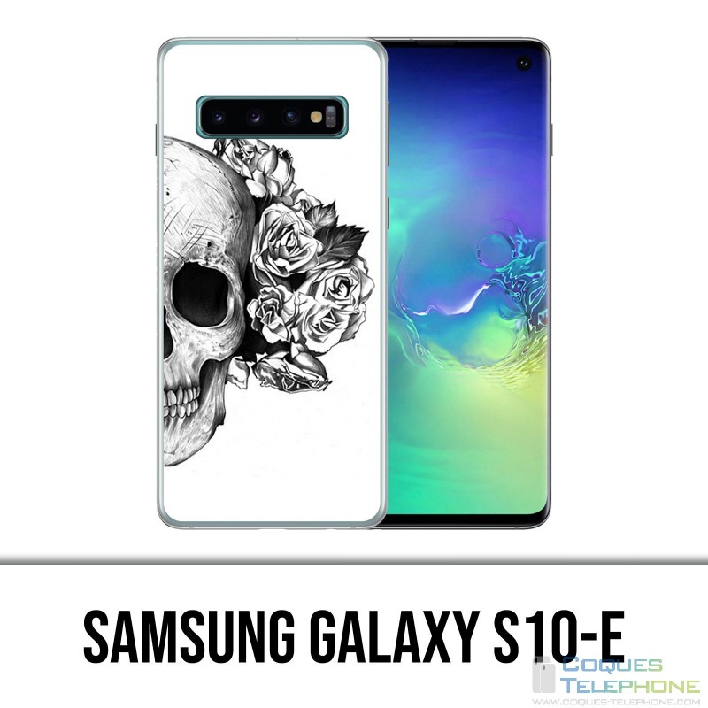 Carcasa Samsung Galaxy S10e - Skull Head Roses Negro Blanco