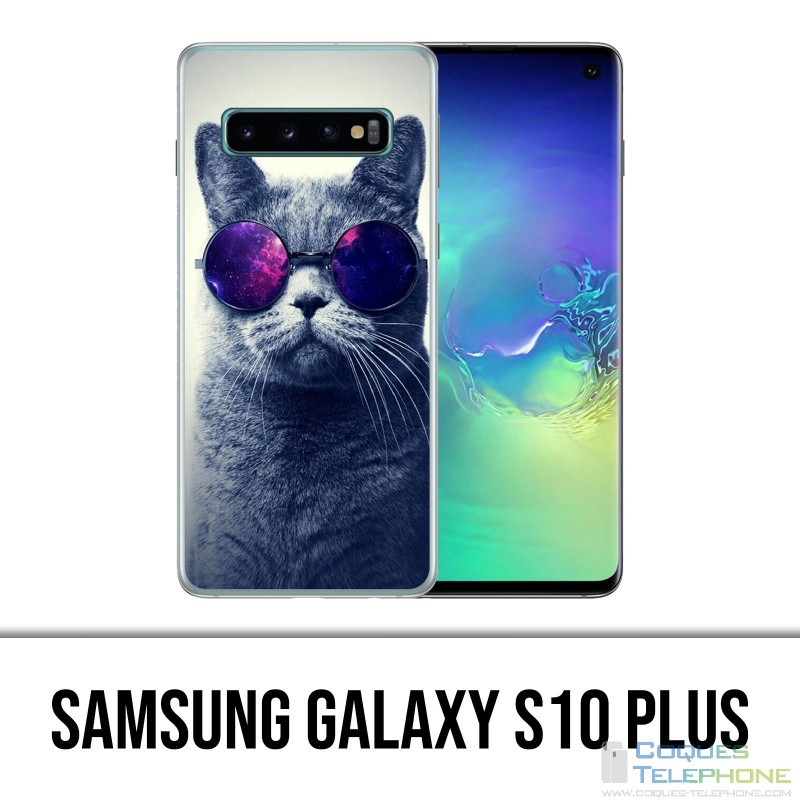 Coque Samsung Galaxy S10 PLUS - Chat Lunettes Galaxie