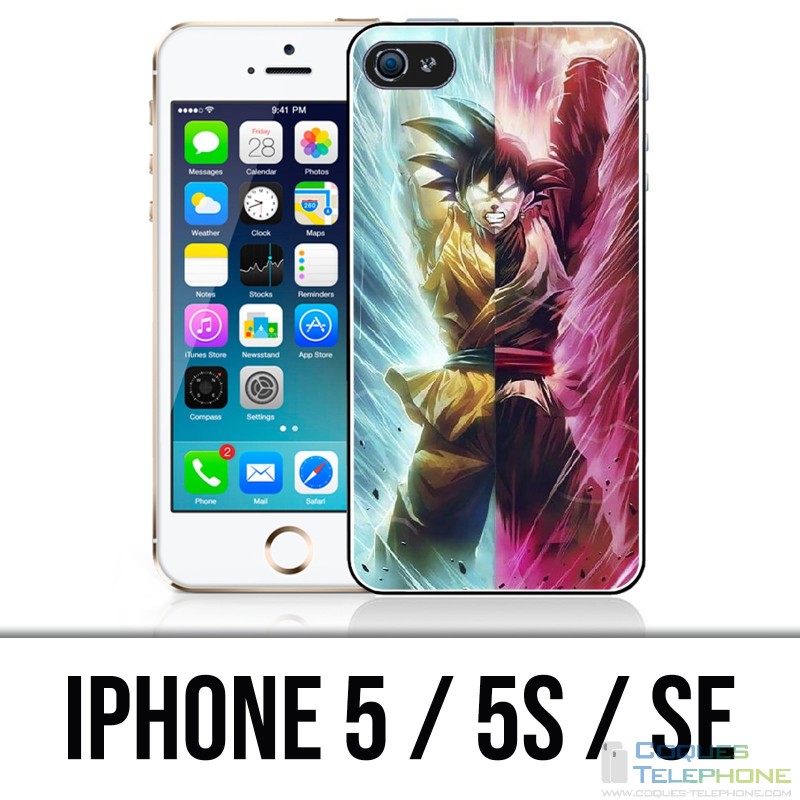 Coque iPhone 5 / 5S / SE - Dragon Ball Black Goku Cartoon