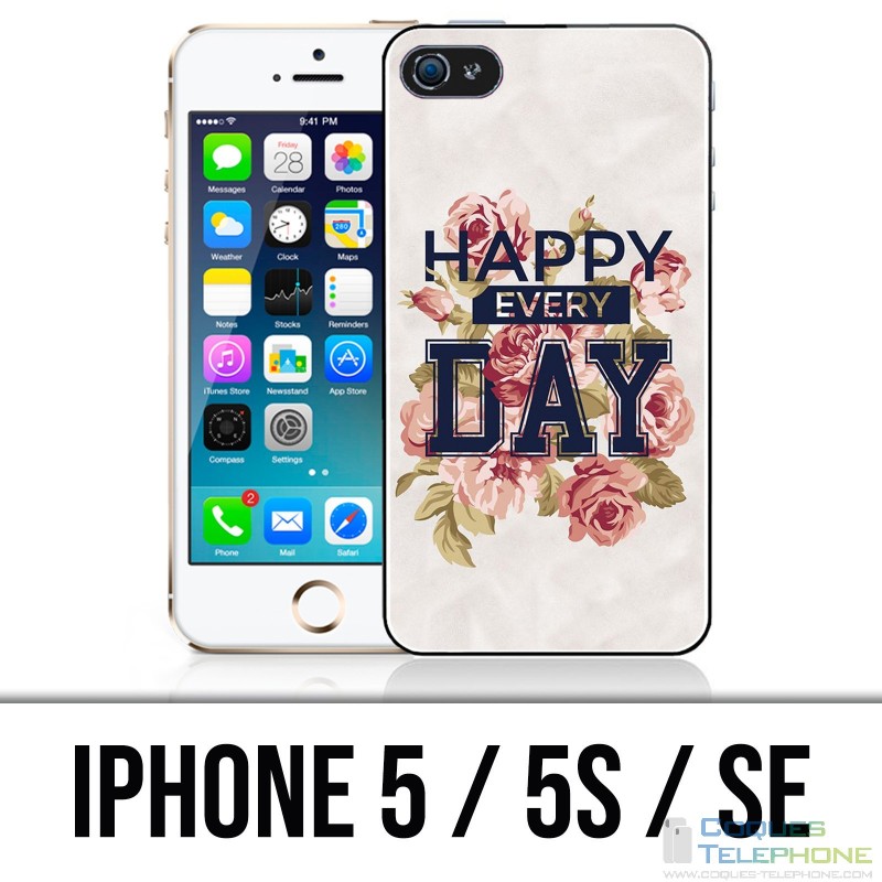 Coque iPhone 5 / 5S / SE - Happy Every Days Roses