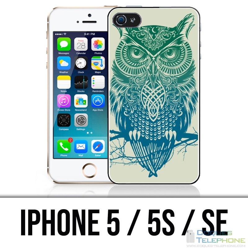 Coque iPhone 5 / 5S / SE - Hibou Abstrait