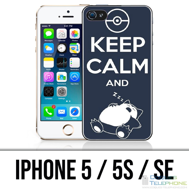 Coque iPhone 5 / 5S / SE - Pokémon Ronflex Keep Calm