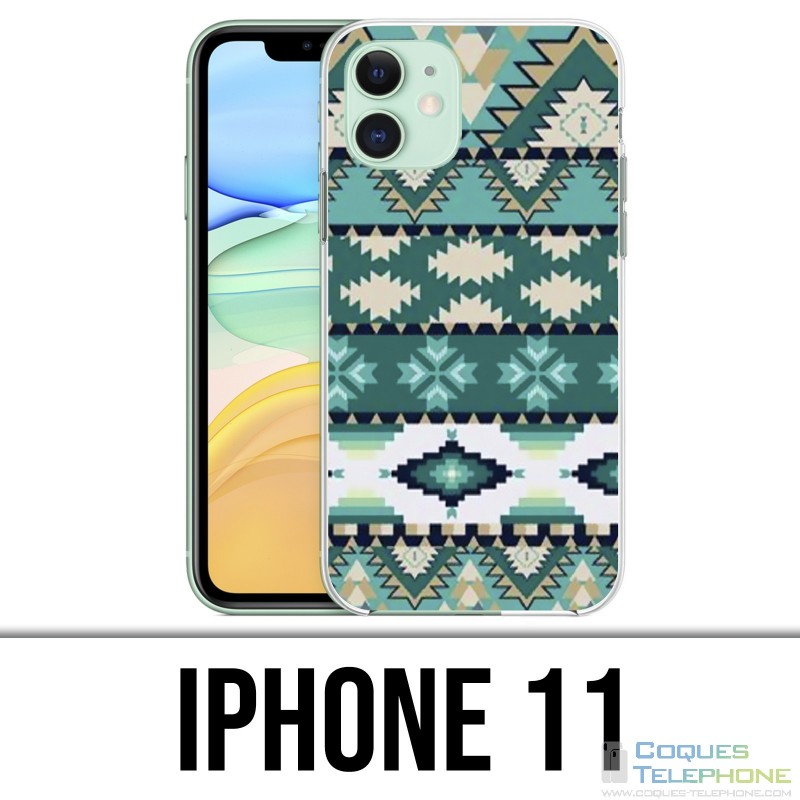 Coque iPhone iPhone 11 - Azteque Vert