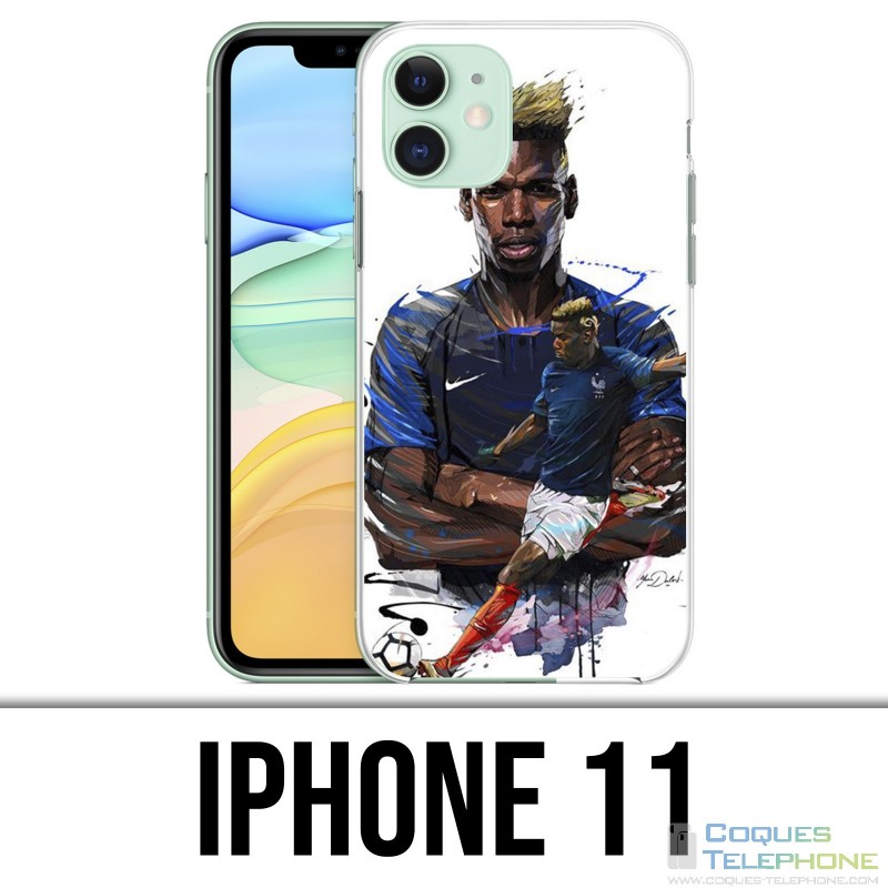 Funda iPhone 11 - Soccer France Pogba Drawing