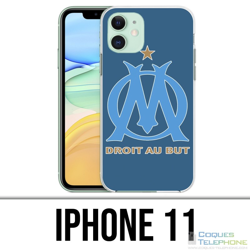 Custodia per iPhone 11 - Logo Om Marsiglia Grande sfondo blu