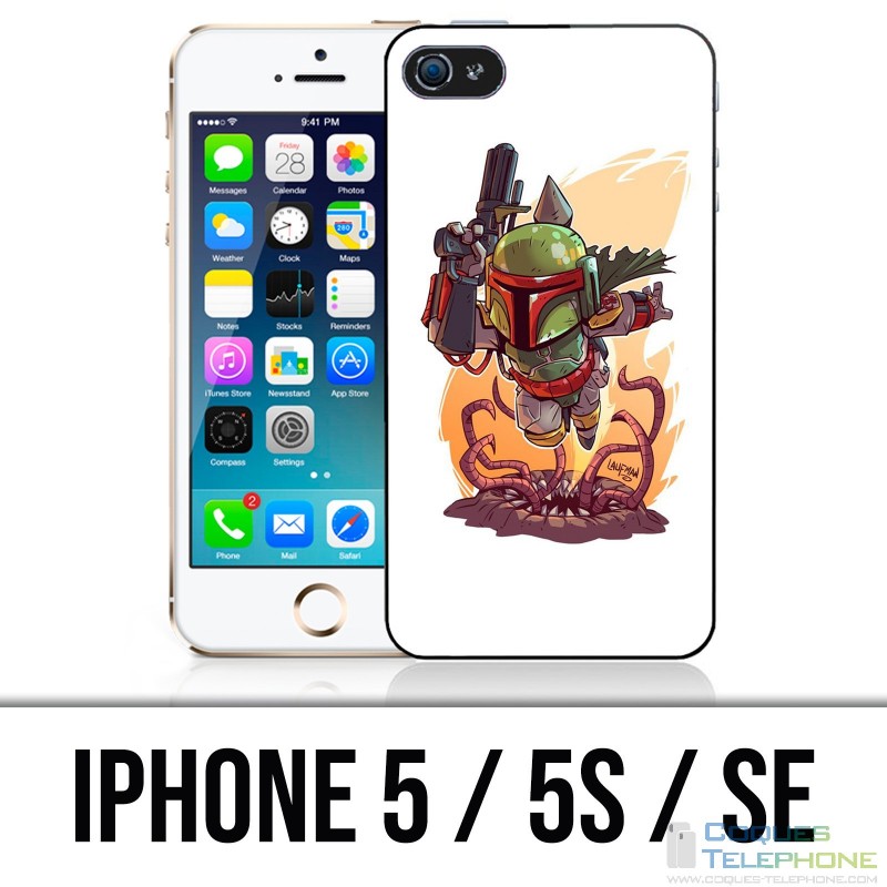 Custodia per iPhone 5 / 5S / SE - Star Wars Boba Fett Cartoon