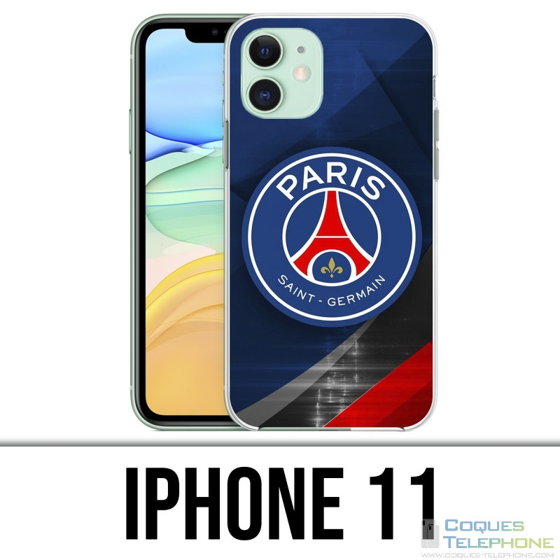 Custodia per iPhone 11 - Logo PSG in metallo cromato