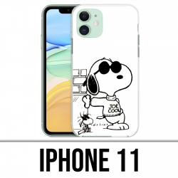 Coque iPhone 11 - Snoopy Noir Blanc