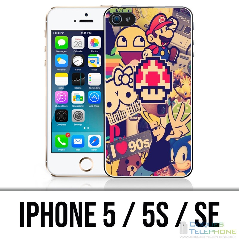 Coque iPhone 5 / 5S / SE - Stickers Vintage 90S