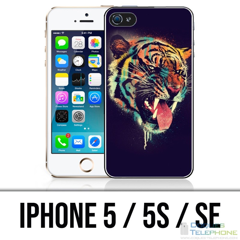 Coque iPhone 5 / 5S / SE - Tigre Peinture