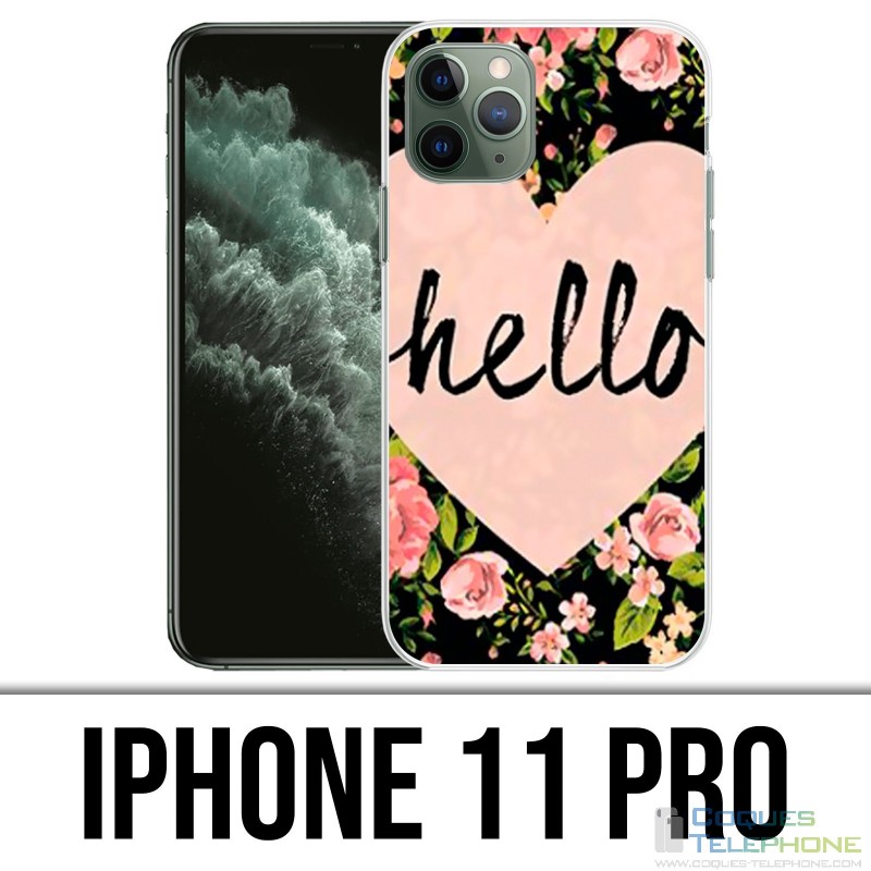 Coque iPhone 11 PRO - Hello Coeur Rose