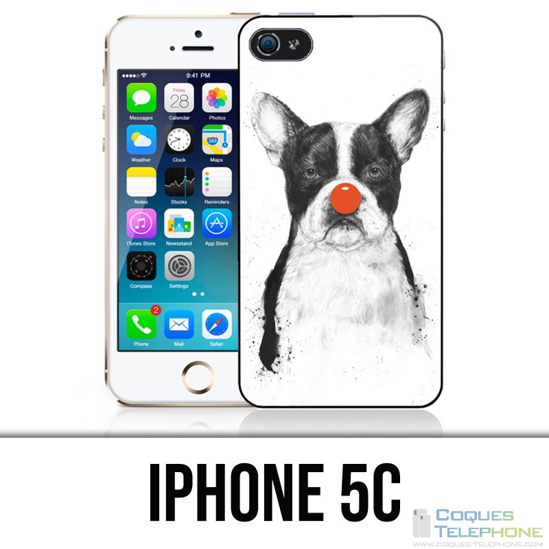 Coque iPhone 5C - Chien Bouledogue Clown