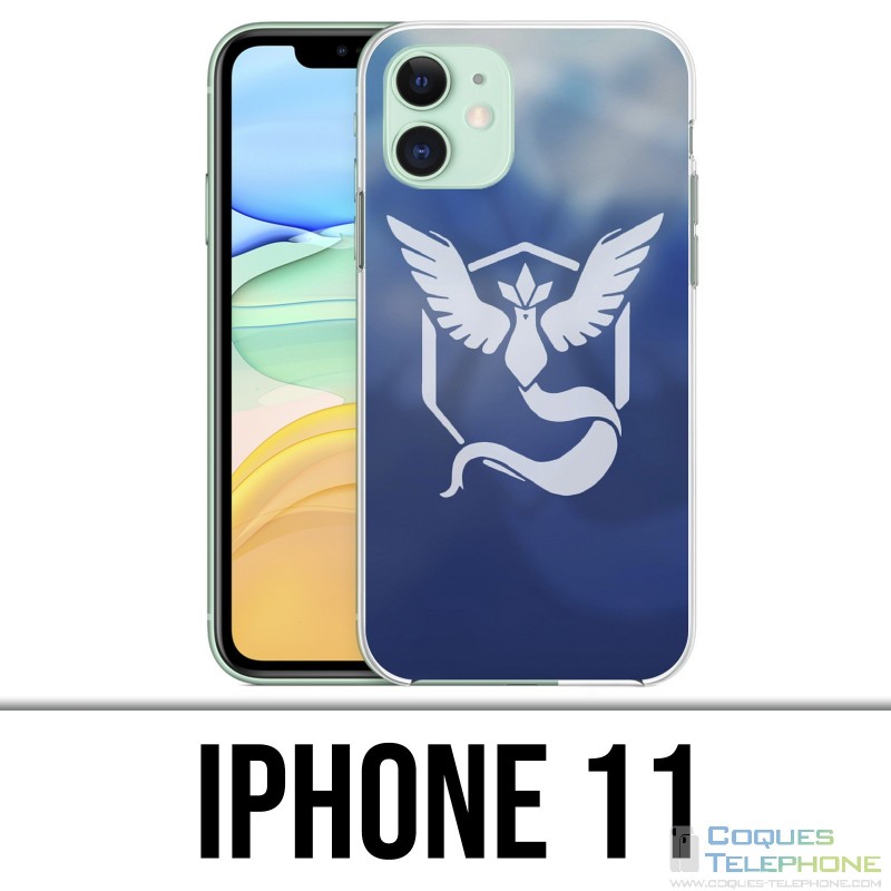 Coque iPhone 11 - Pokémon Go Team Bleue Grunge