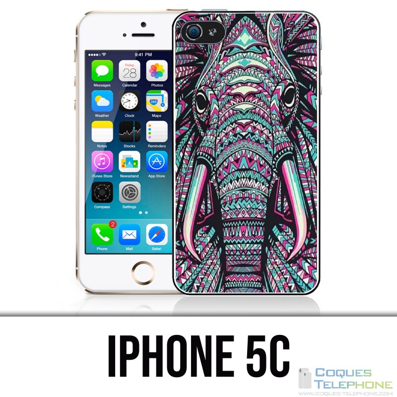 Funda iPhone 5C - Elefante azteca colorido