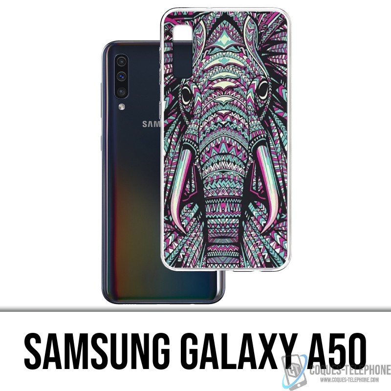 Coque Samsung Galaxy A50 - Éléphant Aztèque Coloré