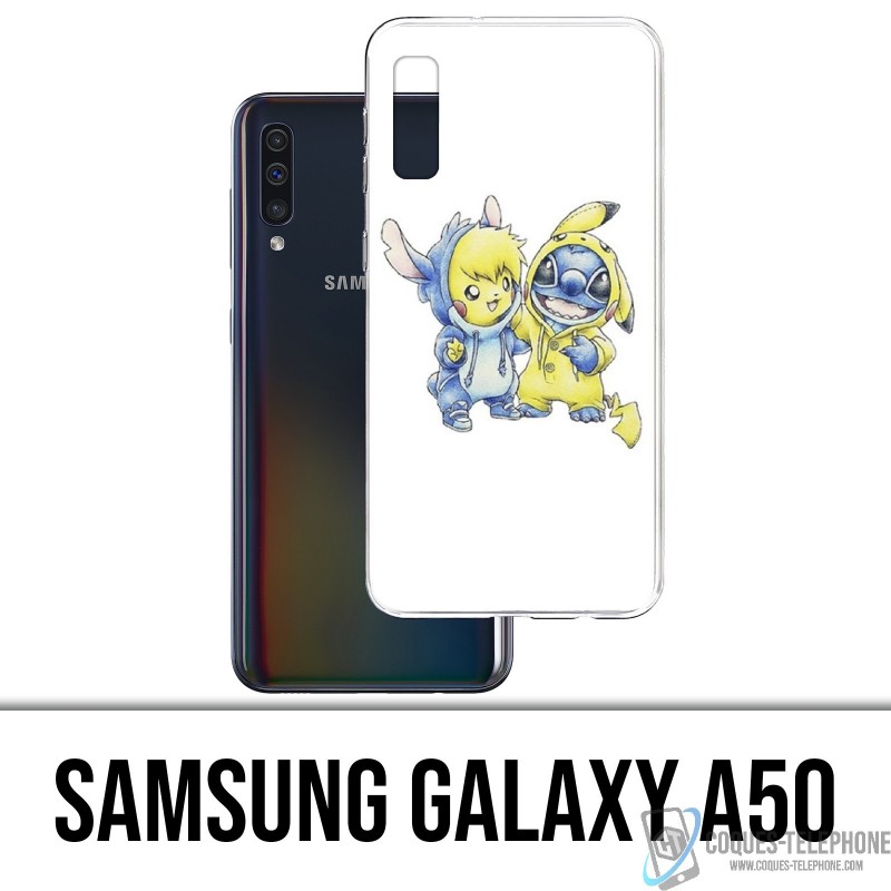 Coque Samsung Galaxy A50 - Stitch Pikachu Bébé