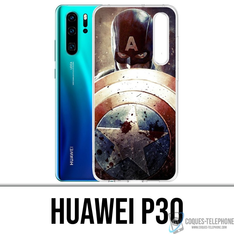 Case Huawei P30 - Captain America Grunge Avengers