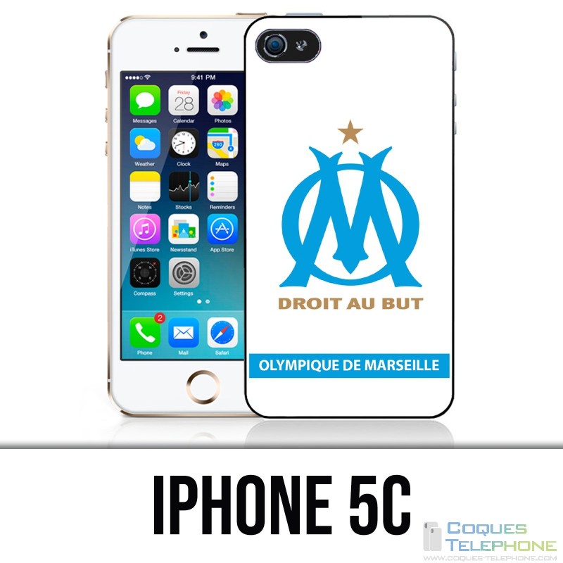 Coque iPhone 5C - Logo Om Marseille Blanc