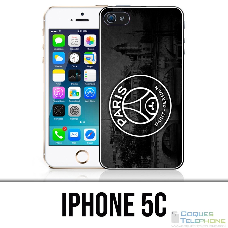 Coque iPhone 5C - Logo Psg Fond Black