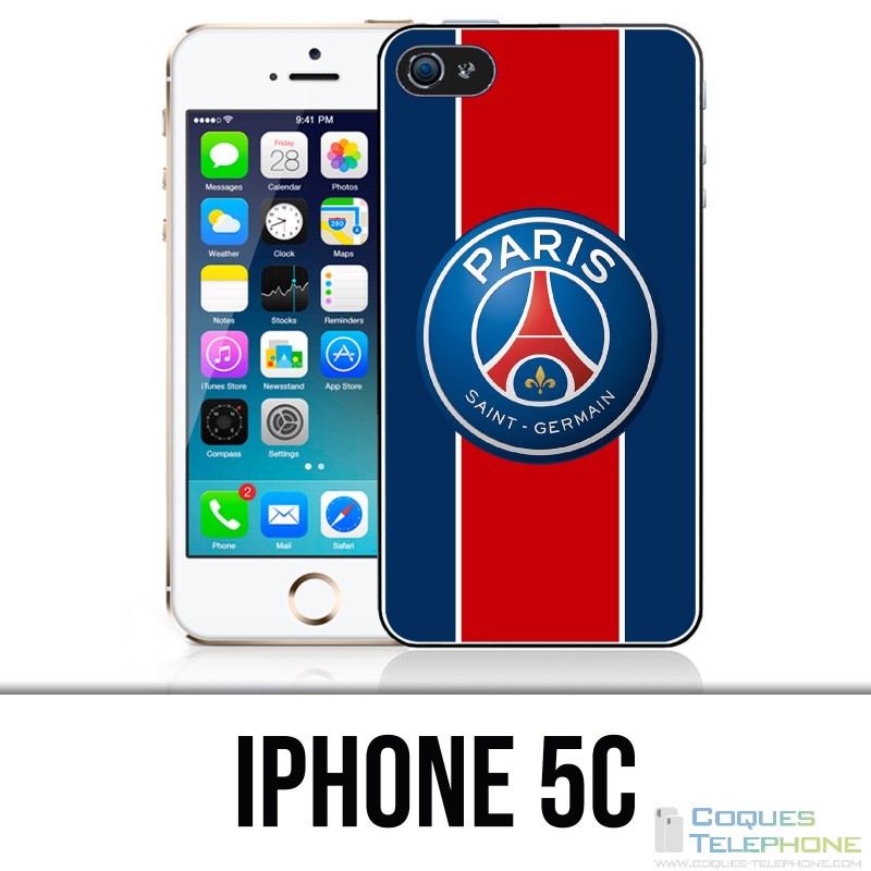 Coque iPhone 5C - Logo Psg New Bande Rouge