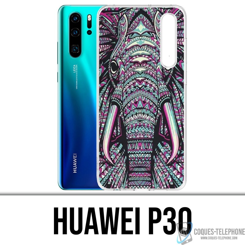 Coque Huawei P30 - Éléphant Aztèque Coloré