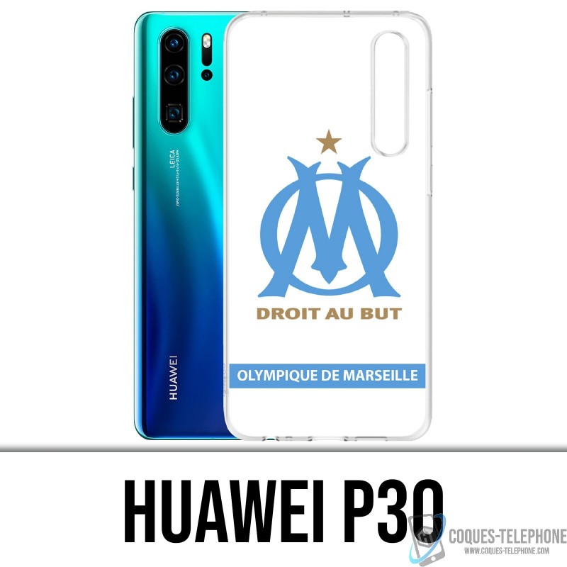 Case Huawei P30 - Om Marseille Logo Weiß