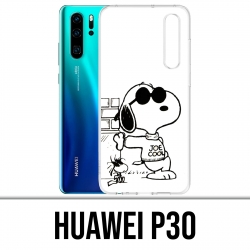 Custodia Huawei P30 - Snoopy Nero Bianco
