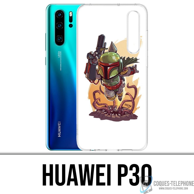 Funda Huawei P30 - Star Wars Boba Fett Cartoon