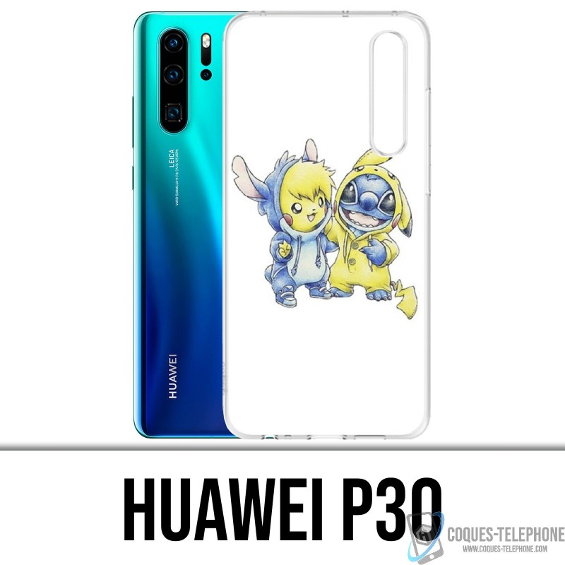 Coque Huawei P30 - Stitch Pikachu Bébé