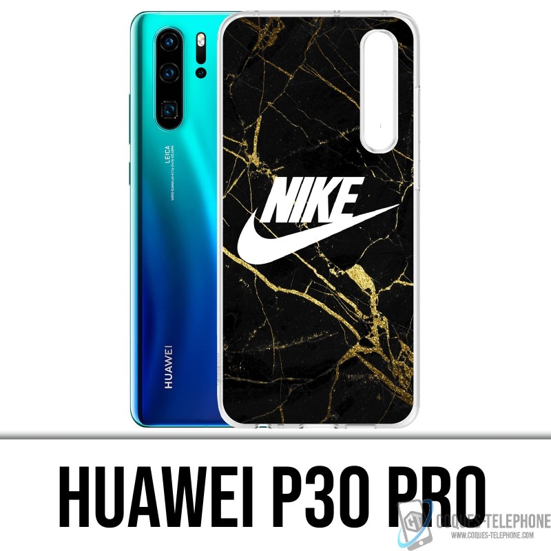 Huawei P30 PRO Funda - Mármol con logo de Nike Gold