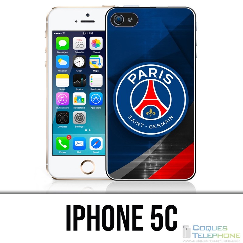 Coque iPhone 5C - PSG Logo Metal Chrome