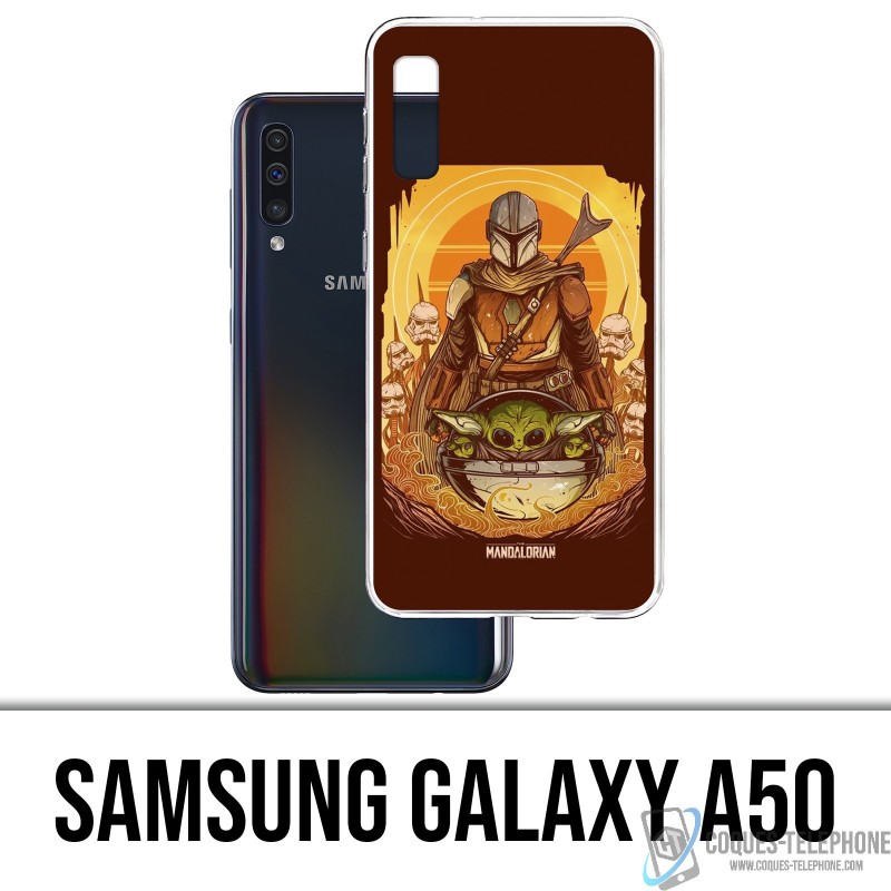 Coque Samsung Galaxy A50 - Star Wars Mandalorian Yoda fanart