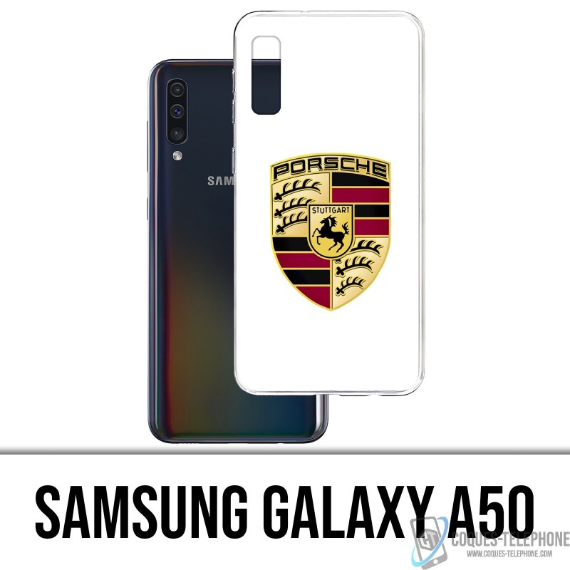 Coque Samsung Galaxy A50 - Porsche logo blanc