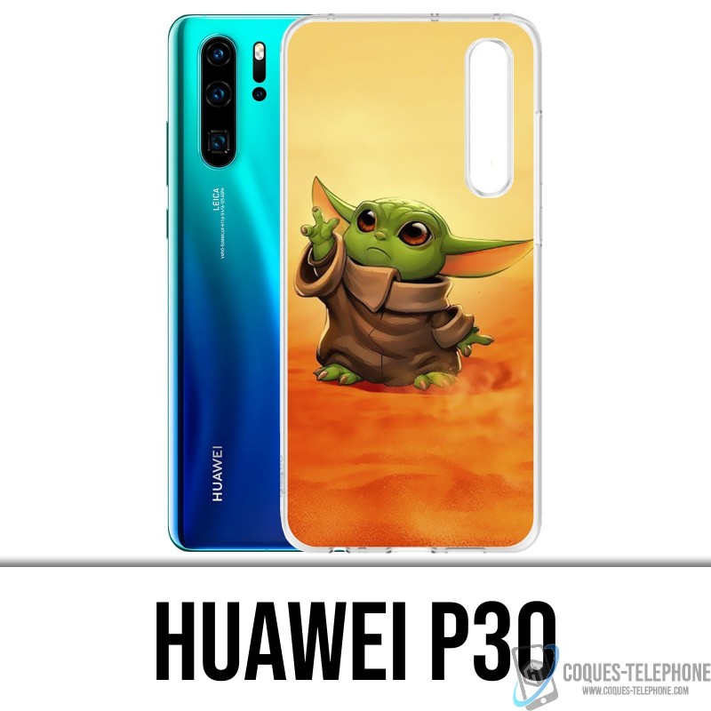 Coque Huawei P30 - Star Wars baby Yoda Fanart