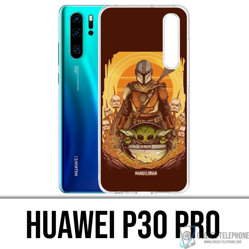 Coque Huawei P30 PRO - Star Wars Mandalorian Yoda fanart