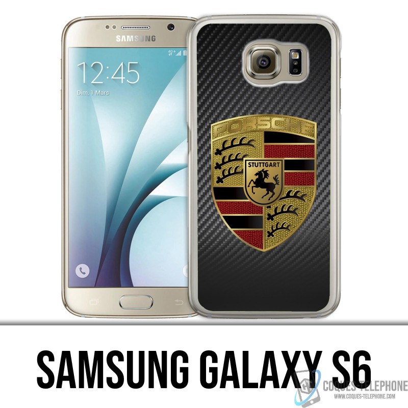 Coque Samsung Galaxy S6 - Porsche logo carbone