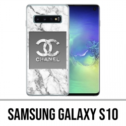 Coque Samsung Galaxy S10 - Chanel Marbre Blanc