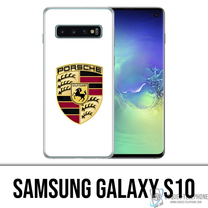 Samsung Galaxy S10 Custodia - Logo Porsche bianco