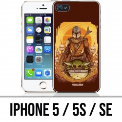 Coque iPhone 5 / 5S / SE - Star Wars Mandalorian Yoda fanart