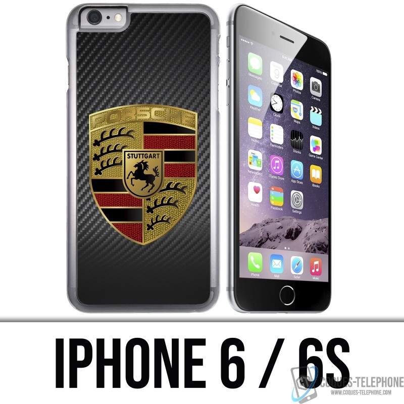 Custodia per iPhone 6 / 6S - Logo Porsche in carbonio