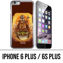 Coque iPhone 6 PLUS / 6S PLUS - Star Wars Mandalorian Yoda fanart