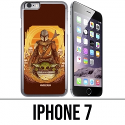 Custodia per iPhone 7 - Star Wars Mandalorian Yoda fanart